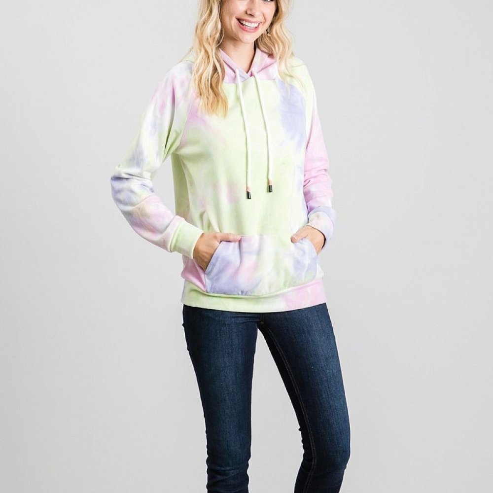 Tie Dye Sweater Hoodie with Kangoroo Pocket